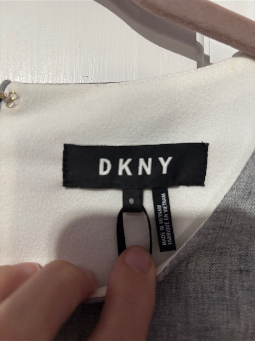 DKNY Sleeveless Colorblock Dress in Black, Gray & White - Picture 3 of 3